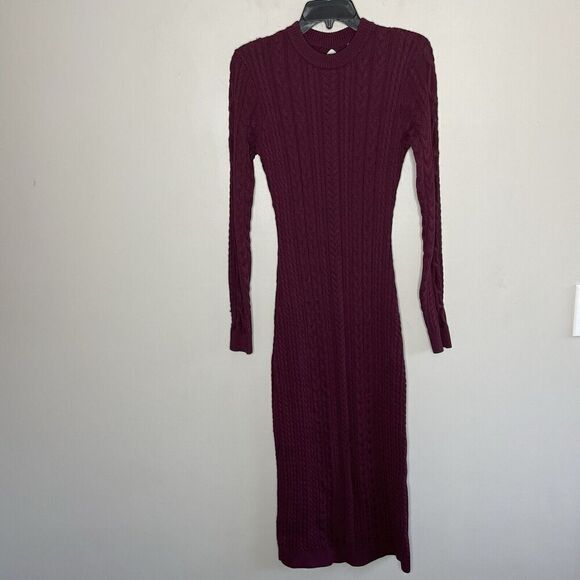 RONNY KOBO Collective Sweater Dress Women Medium Backless Midi Dark Red - Picture 2 of 14